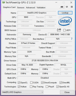 GPU-Z Intel UHD Graphics G7 (Lakefield GT2)