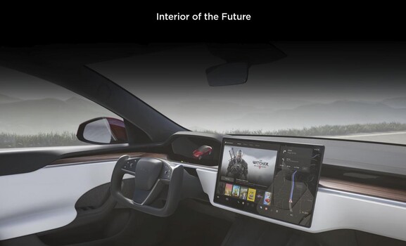 L'interno del futuro, forse, ma non l'interfaccia di guida del futuro, a quanto pare. (Fonte: Tesla)
