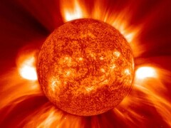 Immagine di un&#039;espulsione di massa coronale catturata da SOHO (Fonte immagine: NASA, GSFC, SOHO ed ESA; ritagliata)