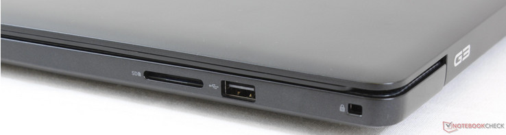 A destra: Lettore SD, USB 3.0, Noble Lock
