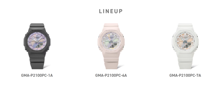 I tre orologi Casio G-Shock GMA-P2100PC. (Fonte: Casio)
