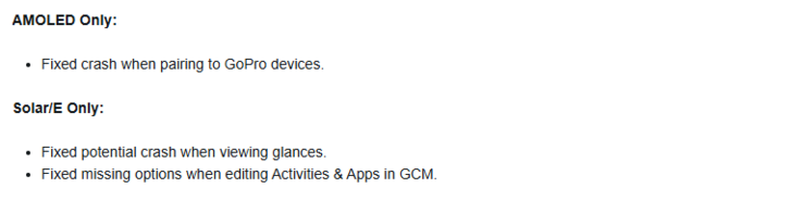 Le note di rilascio della versione beta 10.21 per lo smartwatch Garmin Instinct 3. (Fonte: Garmin)