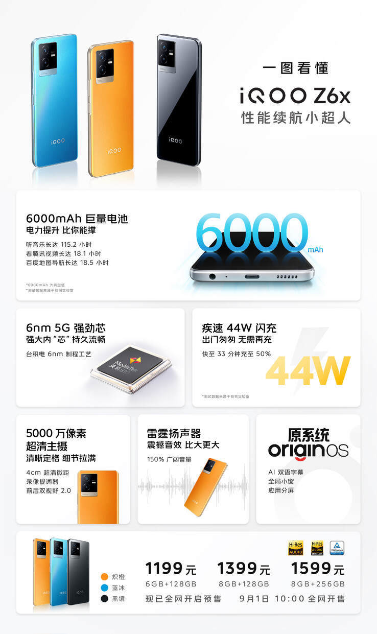 iQOO presenta il nuovo Z6 e il nuovo Z6x. (Fonte: iQOO via Weibo)