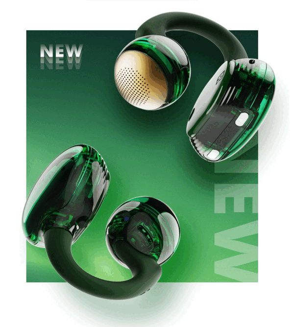 Le JBL Soundgear Clips Emerald Green in edizione speciale hanno un design trasparente.