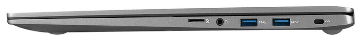 Lato destro: lettore di schede di memoria (microSD), porta combinata audio, 2x USB 3.2 Gen 1 (tipo A), slot per il blocco del cavo