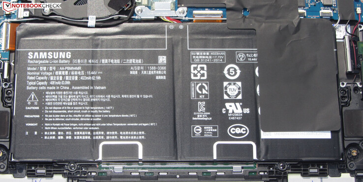 La batteria ha una capacità di 63 Wh.