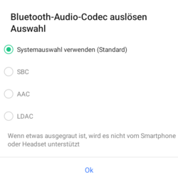 Codec audio Bluetooth disponibili