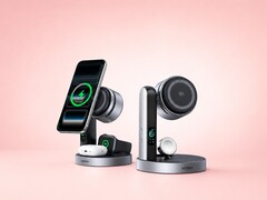 Il nuovo caricabatterie 3 in 1 combina la ricarica Qi2 da 25 W, un display e il supporto per Apple Watch.