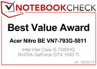 Best Value Award Maggio 2017: Acer Aspire V17 Nitro BE VN7-793G-5811