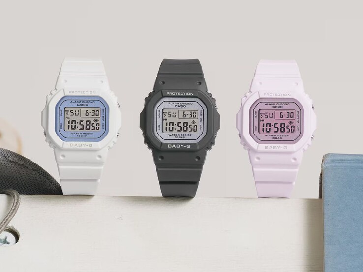 Da sinistra a destra: gli orologi Casio Baby-G BGD-565SC-2B, BGD-565SC-1 e BGD-565SC-4B