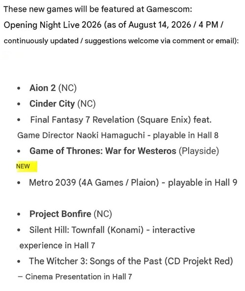 Programma della Gamescom 2026 con la demo giocabile di Final Fantasy 7 Revelation