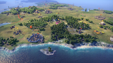Un'immagine che mostra una mappa in Knights of Honor II: Sovereign.