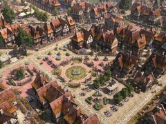 Un'immagine che ritrae una piazza pubblica in *Farthest Frontier*.
