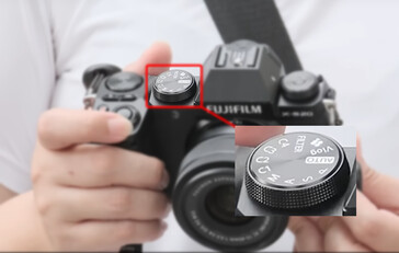 La ghiera PSAM della Fujifilm X-S20 presenta una modalità Vlog dedicata per passare facilmente dalla ripresa fotografica a quella video. (Fonte: Fujifilm - modifica)