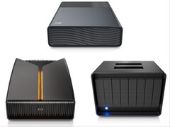 Seagate One Touch (in alto), FireCuda X Vault (a sinistra) e LaCie 8big Pro5 (a destra).