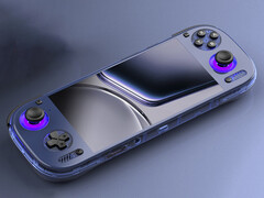 Sembra che l'Odin 3 non avrà una porta Micro HDMI. Nella foto: il palmare da gioco in blu trasparente. (Fonte immagine: AYN - modificato)