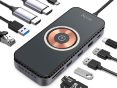 L'Acuce A10 Pro ha 14 funzioni con un alloggiamento per SSD M.2 e un pad di ricarica wireless da 15 W. (Fonte: Acuce)