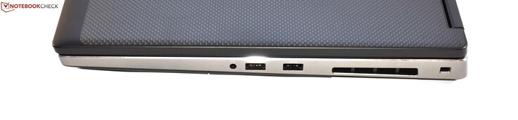 A destra: jack da 3.5 mm, 2x USB 3.0 Type-A, slot Noble lock