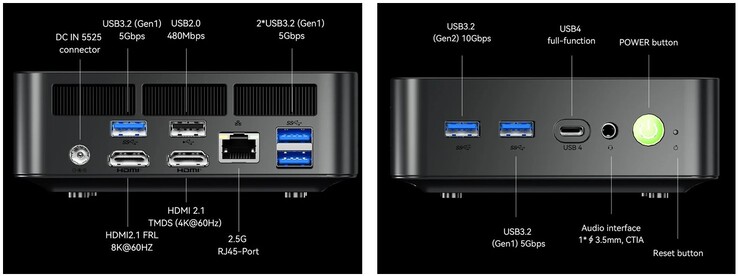 Le interfacce esterne del GMKtec NucBox K17 (Fonte: GMKtec)