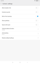 Xiaomi Mi Pad 4 – Impostazioni fotocamera