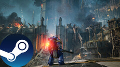 Una schermata del gioco Warhammer 40.000: Space Marine 2 che mostra l&#039;arte dell&#039;ambiente nel gioco. (Fonte: Steam - Modificato)