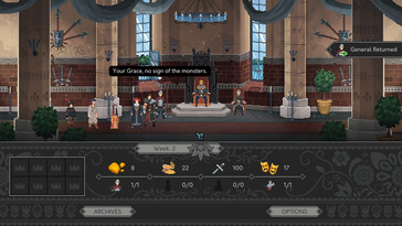 Un'immagine che mostra una sequenza di gioco in Yes, Your Grace.