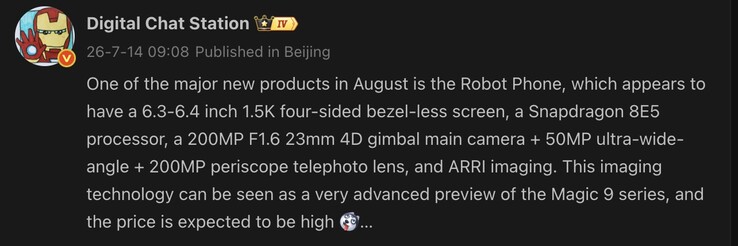 Sono trapelati alcuni dettagli sul telefono Honor Robot.