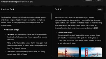 l'AI di xAI Grok 4.1 è più brava a creare risposte più divertenti e utili alle richieste. (Fonte: xAI)