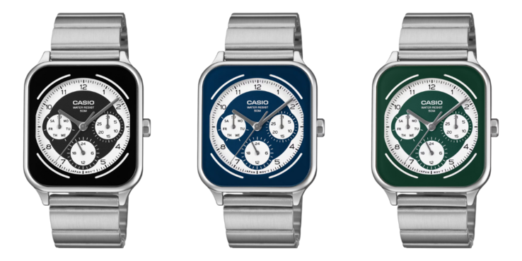 Da sinistra a destra: gli orologi Casio MTP-M307D-1BV, MTP-M307D-2BV e MTP-M307D-3BV. (Fonte immagine: Casio, a cura)
