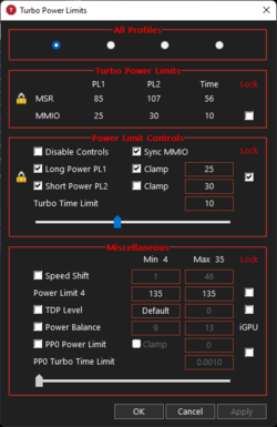 Impostazioni ThrottleStop @25 W