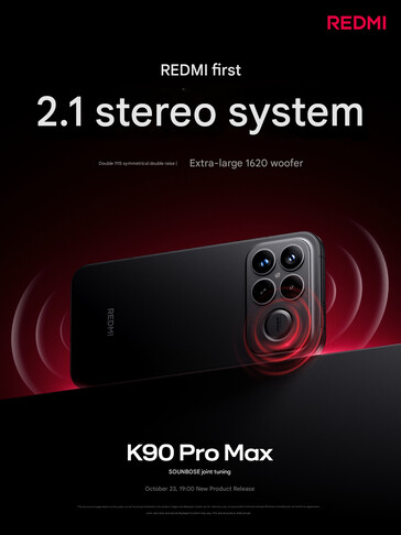 La configurazione degli altoparlanti 2.1 del Redmi K90 Pro Max (Fonte immagine: Xiaomi - traduzione automatica)