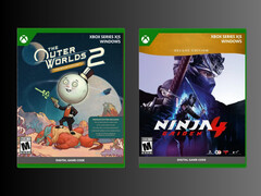 Vengono mostrate le scatole retail di Outer Worlds 2 e Ninja Gaiden 4 per Xbox (Fonte: PNP Games)