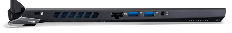 Lato sinistro: Cable-lock slot, Gigabit Ethernet, 2x USB 3.2 Gen 1 (Type-A), combo audio