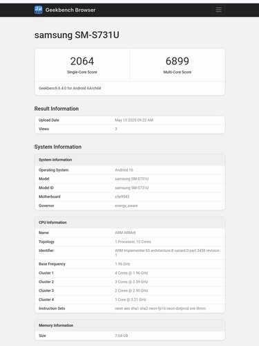 Galaxy S25 FE su Geekbench (fonte immagine: Abhishek Yadav su X)
