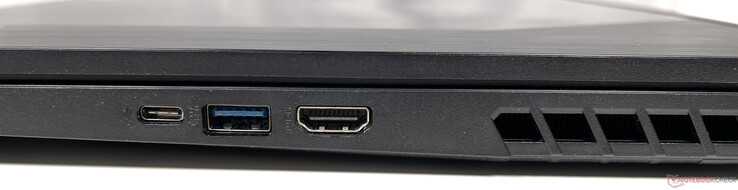 Lato destro: una porta USB 3.2 Gen 2 Type-C, una porta USB 3.2 Gen 2 Type-A (Power Delivery), uscita HDMI 2.0