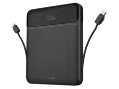 Il nuovo power bank revolt è dotato di cavi USB-C e Lightning integrati. (Fonte immagine: Pearl)
