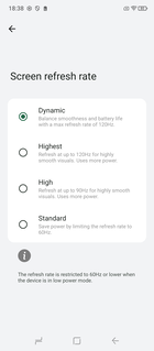 Impostazioni della frequenza di aggiornamento del display - 60, 90, 120 Hz (Fonte immagine: Screenshot - Sergey Tarasov - Notebookcheck)