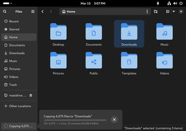 L'applicazione file offre ora una ricerca globale e una barra di avanzamento dettagliata durante la copia (immagine: GNOME).