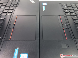 Der Touchpad/TrackPoint-Bereich des T470s (rechts) unterscheidet sich ein wenig vom neuen ThinkPad T470 (links).