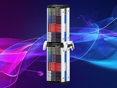 Vetrina con dischi per PS5 in esposizione