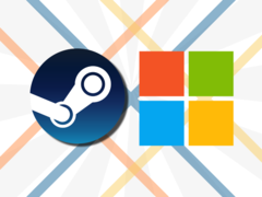 Se la fuga di notizie è vera, i titoli di Steam potrebbero diventare disponibili all'interno del Microsoft Store attraverso un collegamento backend. (Fonte immagine: Steam, Microsoft - modificato)