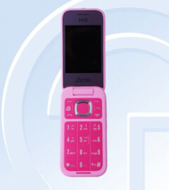 Il prossimo telefono flip di HMD Global dovrebbe essere disponibile solo in un'unica opzione di colore 'Barbie Pink'. (Fonte immagine: TENAA via GSMArena)