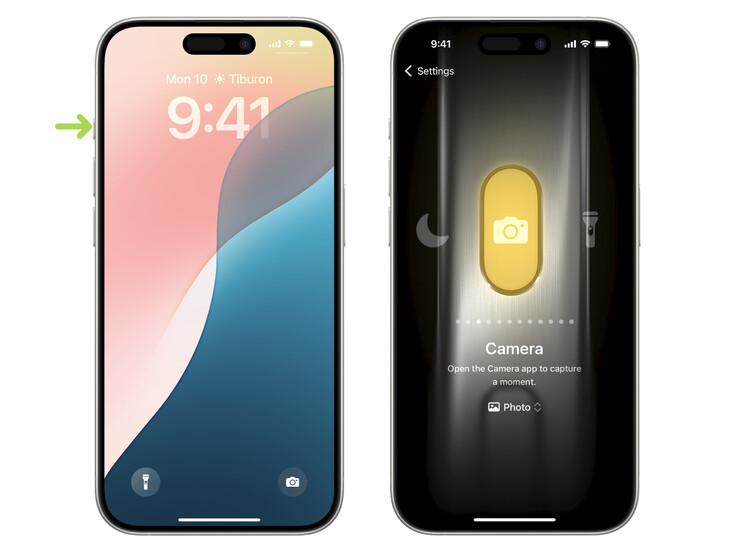 Appledell'Action Button UI per un confronto. (Fonte immagine: Apple)