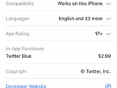 Twitter Blue, un livello a pagamento di Twitter, potrebbe essere in arrivo. (Immagine via Jane Manchun Wong su Twitter)