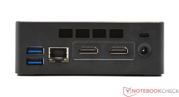 Posteriore: 2x USB 3.2 Gen2 (10 Gbps), GBit-LAN, 2x HDMI (max. 4K@60Hz), connessione di rete (12V 3.0A)