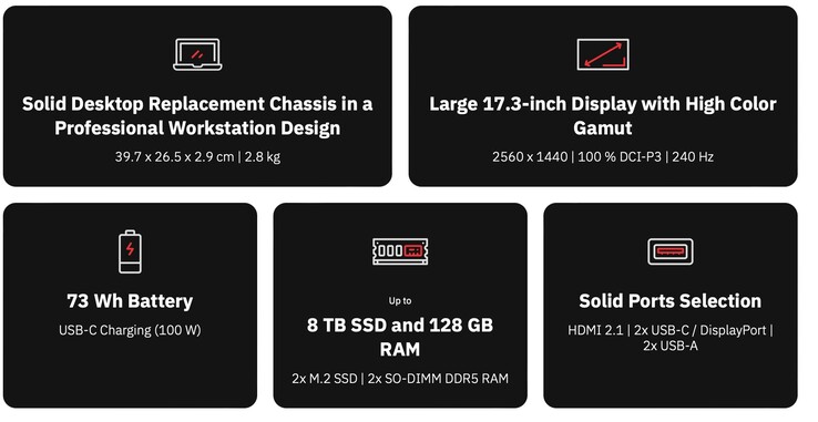 È disponibile anche un display da 17 pollici a 240 Hz, ben specificato.