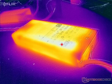 L'adattatore CA raggiunge oltre 57 C quando si utilizzano carichi impegnativi