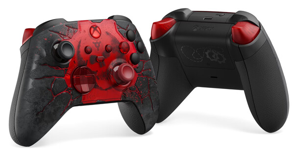 Il controller in edizione limitata «Gears of War: E-Day» presenta un disegno in 3D sulla parte anteriore.