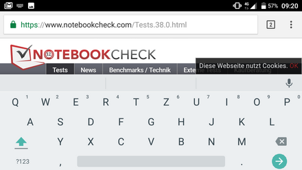 onscreen keyboard in landscape mode