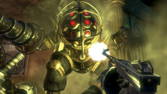 Una schermata di Bioshock Remastered che mostra un giocatore che combatte contro un Big Daddy (fonte immagine: SteamDB)